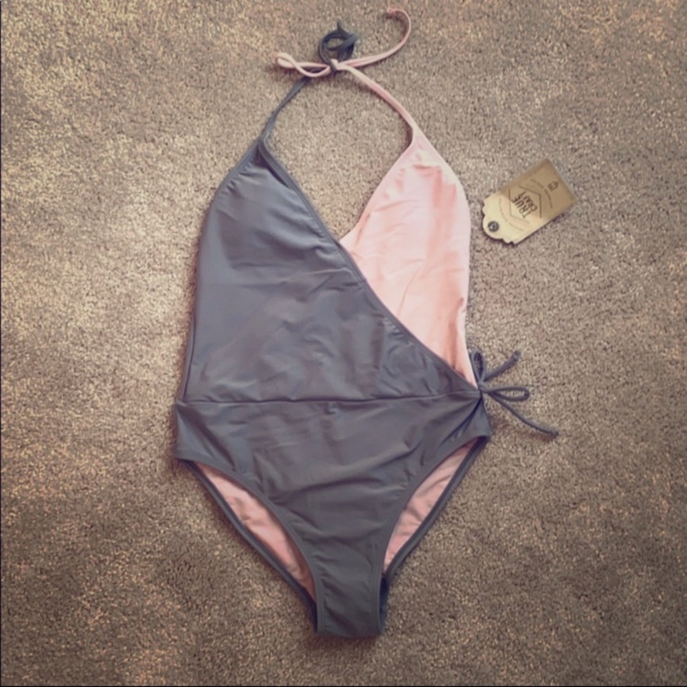 Pink & Gray One Piece Bathing Suit